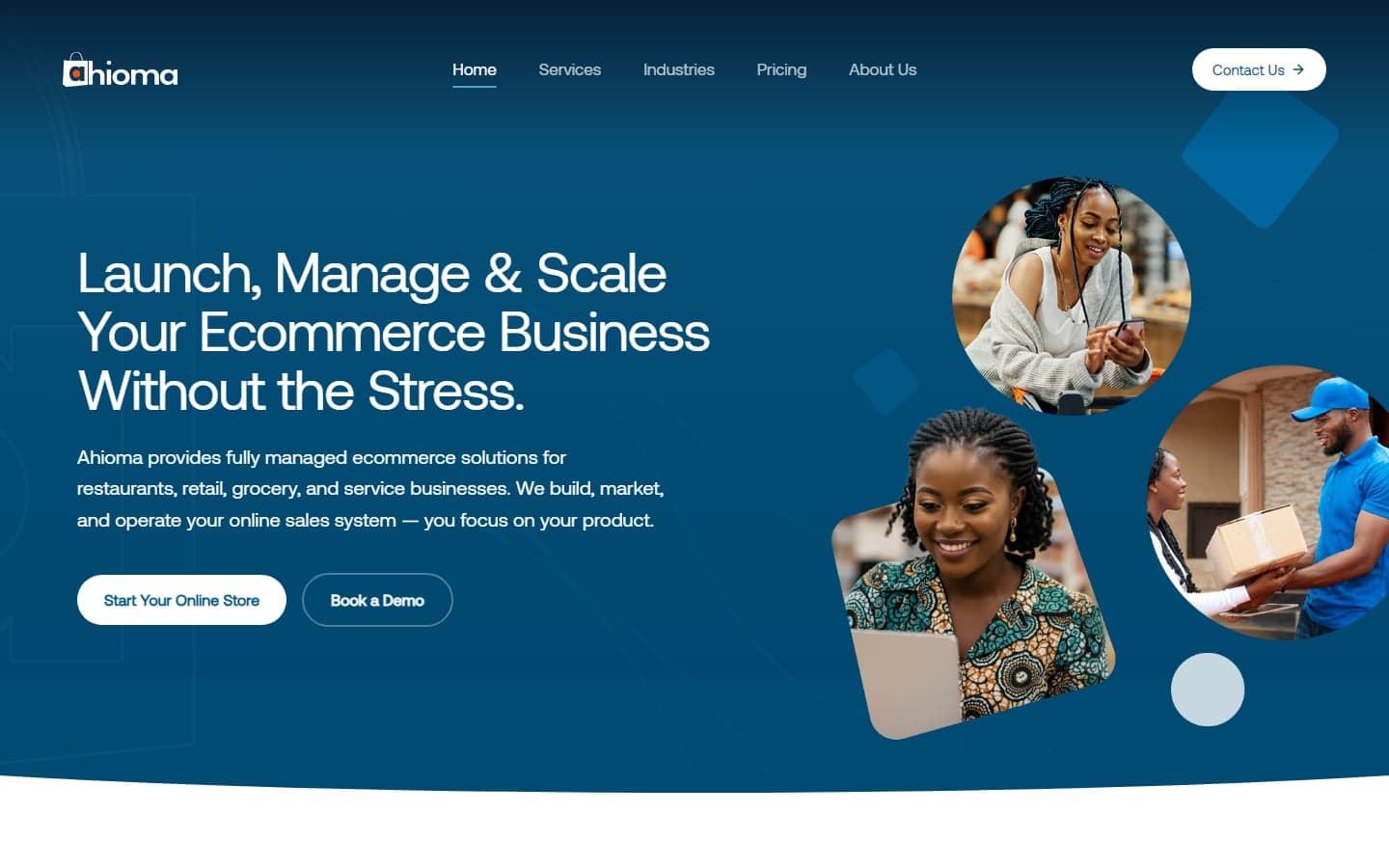Ahioma homepage