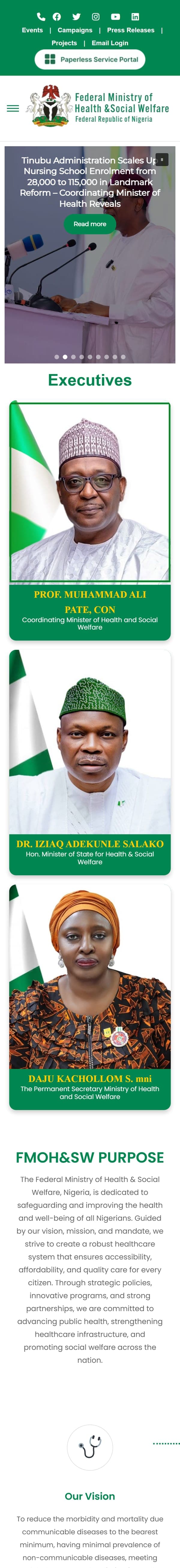 Federal Ministry of Health & Social Welfare on mobile